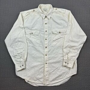 Vintage Banana Republic Safari Travel Shirt Men's Large White Utility Pockets